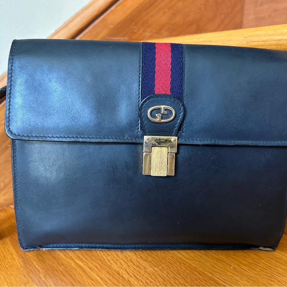 Gucci Black Leather Wristlet Bag